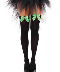 Opaque Thigh Highs with Satin Bow