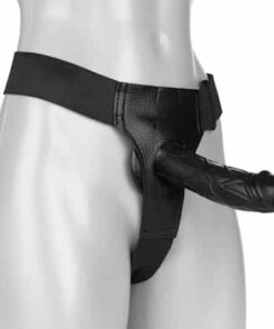 Black Unisex Hollow Strap On Dildo - 7 Inch BRCSOD-028